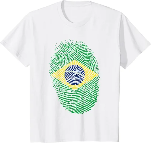 Vista 19 de Camiseta patriótica de la bandera brasileña con huella dactilar Asphalt Grey