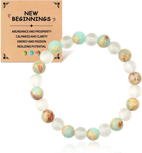 Vista 8 de Pulsera de la suerte y protección, pulsera de cristal curativo de 0.315 in, pulsera de yoga para aliviar el estrés y la ansiedad trae regalo