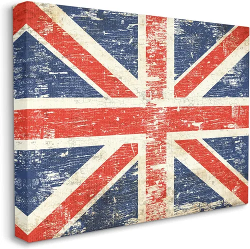 Vista 2 de Stupell Industries Peter Horjus - Lienzo decorativo para pared, diseño rústico de bandera del Reino Unido