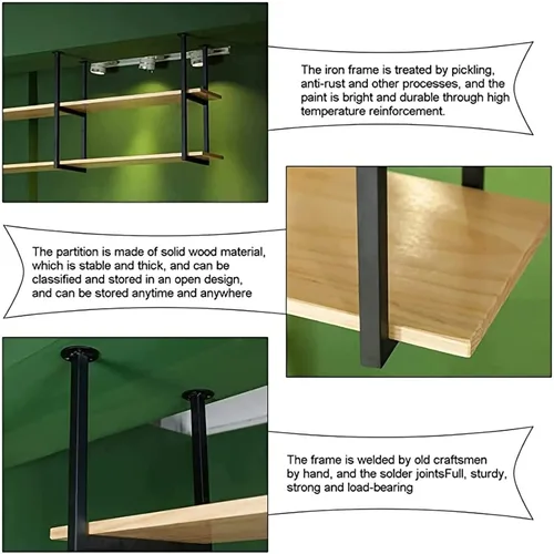 Vista 5 de Shelves Whftd Industrial Ceiling Mount Shelf, 2 Tier Shelves Shelf/Bar Hanging Decoration Storage Rack, Storage Shelf for Restaurant/Bar/Kitchen. 3
