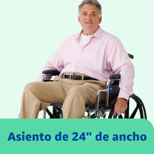 Vista 5 de Medline Excel - Silla de ruedas bariátrica extra ancha para adultos y personas mayores con asiento de 24 pulgadas de ancho, soporta hasta 500 libras