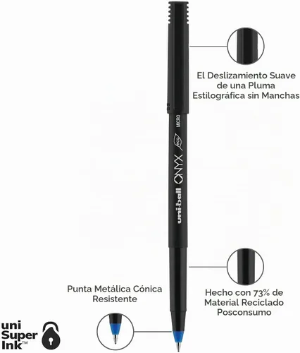 Vista 8 de uni-ball 60041 Onyx Roller Ball Stick Lápiz a base de tinte Tinta Azul Micro Docena