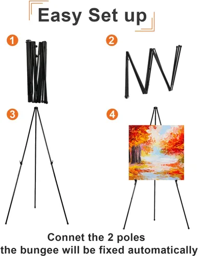 Vista 6 de REALlWAY - Caballete plegable de 63 pulgadas para exhibición, caballete de piso ajustable para artes, imágenes, pinturas, caballete telescópico