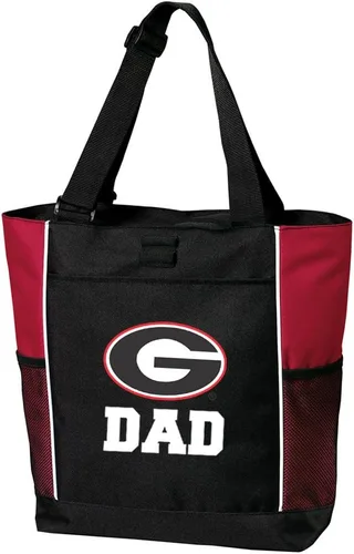 Vista 8 de Broad Bay University of Georgia Tote Bag UGA Logo, 600D Polyester Canvas, Adjustable Web Handles, Front Pocket, Side Mesh Pockets, Pen Loops
