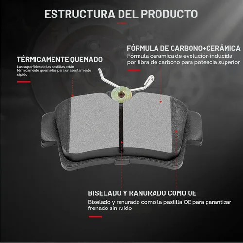 Vista 2 de Cciyu D627 Kit de 4 piezas de pastillas de freno cerámicas traseras 1994-2004 para Ford Mustang