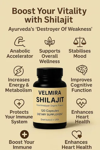 Vista 6 de Velmira. Shilajit Cápsulas de resina pura del Himalaya. 1000 mg, verificado en laboratorio, naturales para hombres y mujeres, más de 85 minerales