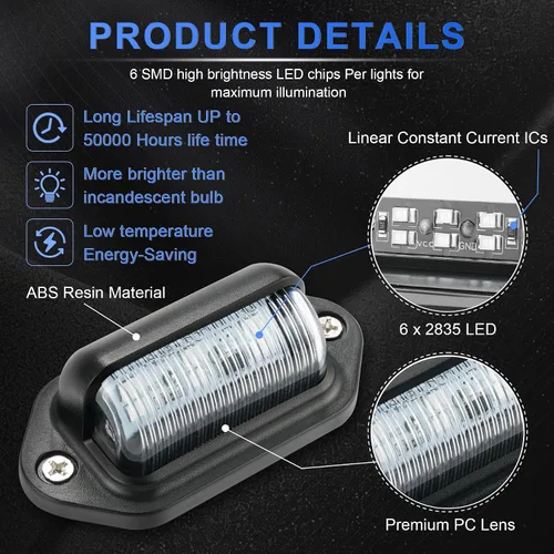 Vista 2 de LivTee Luces LED impermeables de 12 V, azul (2 unidades) para RV, cámper, camión, SUV, remolque, camioneta, escalón, cortesía, cúpula, carga, luces