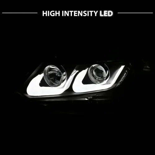 Vista 6 de AmeriLite Juego de faros delanteros de repuesto con proyector para Honda Civic Sedan/Coupé, doble barra LED, color negro, lado del pasajero