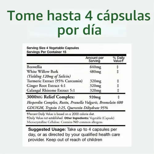 Vista 3 de El original InflamEase uso de día o noche, 3000 mg de triple fuerza, 60 cápsulas