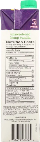 Vista 2 de Pacific Natural Foods - Leche de cáñamo natural sin azúcar vainilla - 32 onzas (paquete de 2)