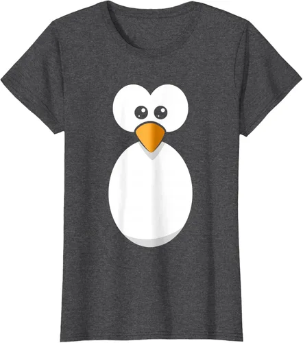 Vista 4 de Camiseta divertida con diseño de cara de pingüino o disfraz fácil, color negro, talla S