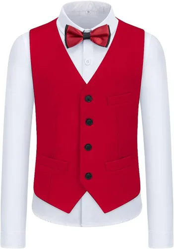 Vista 3 de Trajes de 3 piezas formales para niños, trajes de esmoquin para niños, ajustado, casual, traje de portador de anillos con chaqueta, pantalones