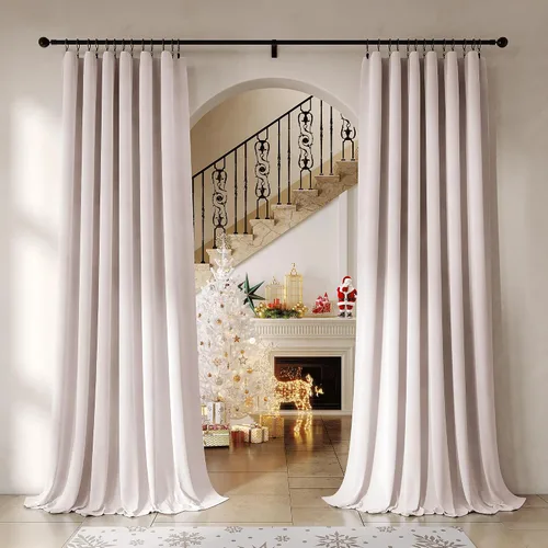 Vista 19 de Beauoop - Cortinas de terciopelo marrón para dormitorio, sala de estar, 52 x 96 pulgadas, 2 paneles Marrón dorado