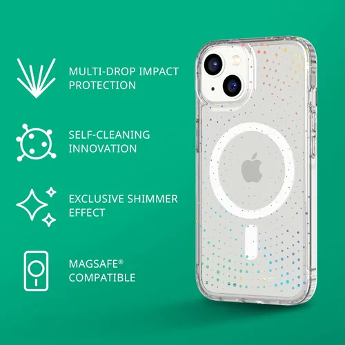 Vista 2 de tech21 iPhone 14 Evo Sparkle compatible con MagSafe® - Funda brillante y resistente a los arañazos con protección contra caídas de 12 pies