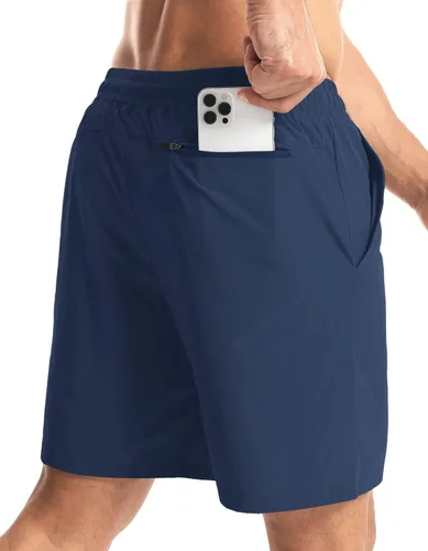 Vista 3 de Aolesy Pantalones cortos de entrenamiento para hombre de 7 pulgadas, pantalones cortos deportivos de secado rápido, ligeros, con bolsillos