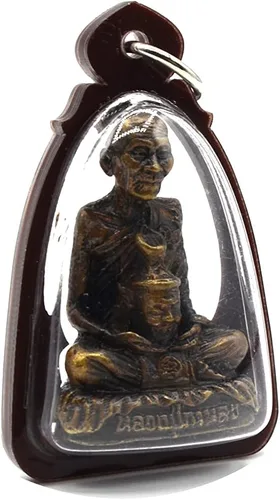Vista 4 de Joyería tailandesa Amuleto de Buda Laung Phoo Ka Long Keaw Kheaw Estatua de Wat Kow Leam Temple Srakeaw Province Lucky y el mejor regalo