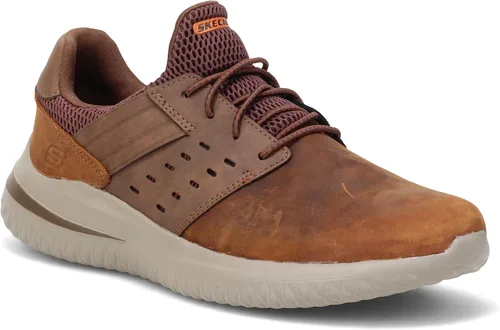 Vista 4 de Skechers Delson 3.0-Ezra - Tenis de cuero elástico para hombre, Marrón