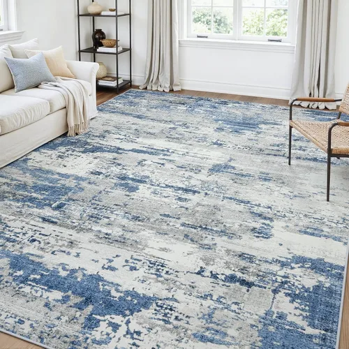 Vista 10 de Alfombras 5x7 para sala de estar: gran alfombra suave lavable, moderna, abstracta, antideslizante, sin desprendimiento, para interiores, delgada
