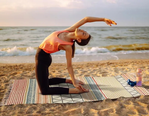 Vista 7 de Cifupy Tapete de yoga orgánico hecho a mano con esterilla de yoga de algodón orgánico, alfombra de yoga plegable y antideslizante tejida a mano que