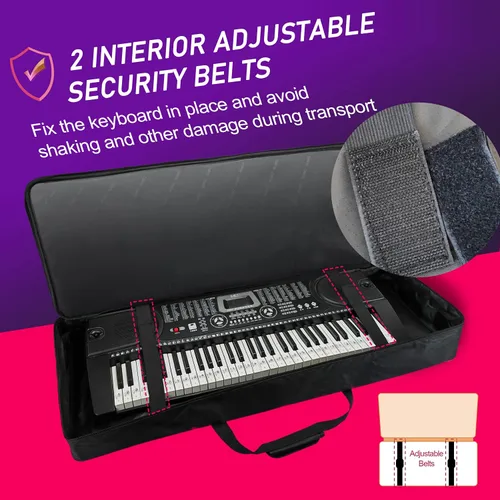 Vista 3 de Ruibo Funda para Teclado de 61 Teclas, Funda de Concierto para Teclado Piano Portátil Duradero Impermeable Tela Oxford 600D con Acolchado de Algodón