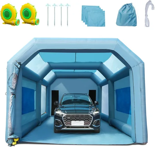 Vista 11 de VEVOR Cabina de Pintura Inflable Portátil, Cabina de Pulverización Inflable de 13 x 8 x 8 pies, Carpa de Pintura para Automóvil con Sistema