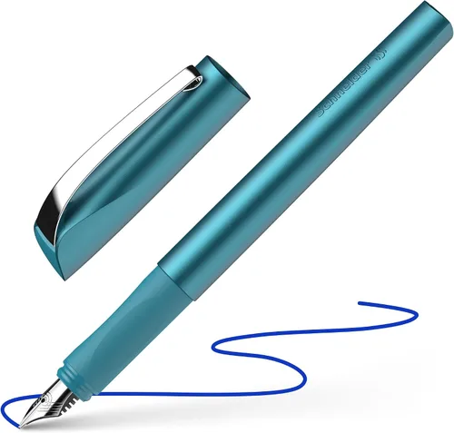 Vista 9 de Schneider 168623 Pluma estilográfica Ceod Shiny (usuarios diestros y zurdos, punta media, incluye cartucho de tinta azul rey) azul