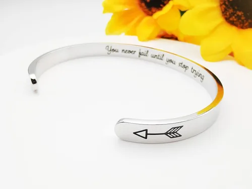 Vista 114 de Pulseras inspiradoras para mujer, joyería de acero inoxidable, con refranes, pulsera motivacional con mensaje oculto, pulseras grabadas para mejor
