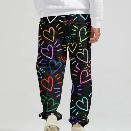 Vista 7 de Pantalones deportivos para hombre Estampado del día San Valentín Bolsillos Cintura elástica Pantalones Largos Pantalones