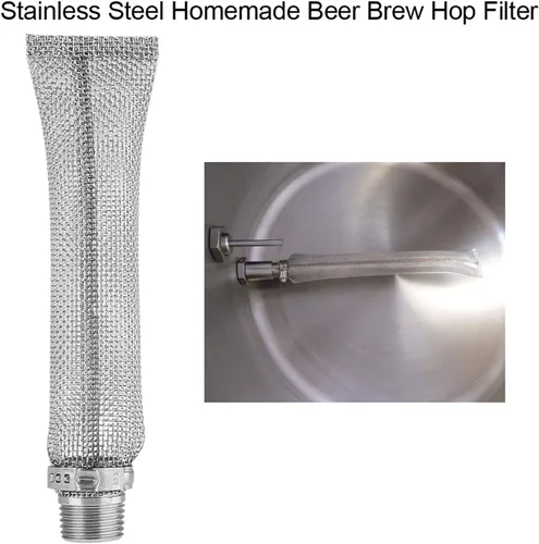 Vista 2 de Filtro de cerveza de acero inoxidable, pantalla de hervir puré y atún, herramienta de filtro de cerveza Brew Hop para cerveza casera hervidor