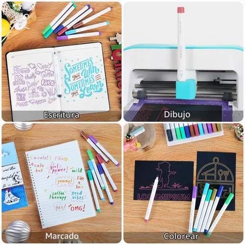 Vista 5 de REALIKE Bolígrafos metálicos compatibles con Cricut Joy/Xtra, juego de 12 rotuladores multicolor (punta de 1.0)