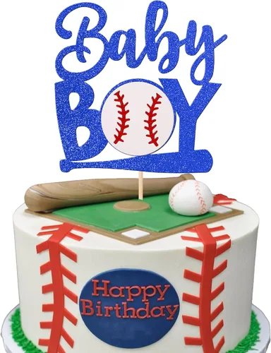 Vista 10 de 24 piezas de adornos para cupcakes de béisbol con purpurina, jugadores de béisbol, temática deportiva, adornos para magdalenas, temática deportiva