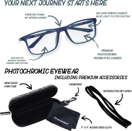 Vista 3 de Croakies Riptide Gafas fotocromáticas progresivas Gafas de sol UV400 para exteriores Gafas Bluelight para dispositivos HEV Paquete