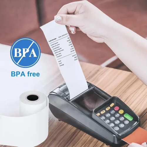 Vista 6 de (50 rollos) Rollos de papel térmico de recibo de 2 1/4 x 85 pulgadas, se adapta a todas las cajas registradoras POS, para impresoras de caja