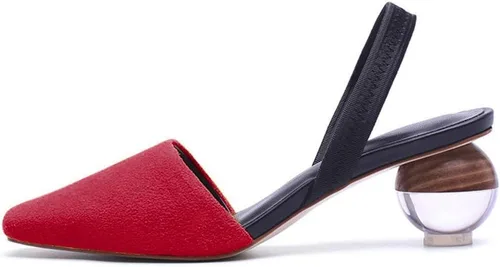 Vista 7 de Fericzot Mule Shoes Sandalias esféricas de tacón transparente Zapatillas de punta cuadrada Slip On Bombas Slingback Zapatos de vestir de boda