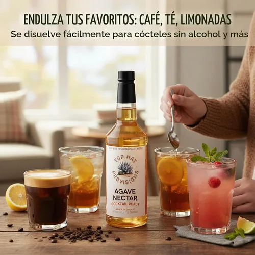 Vista 6 de Top Hat - Néctar de agave - Hecho con néctar de agave orgánico, edulcorante de jarabe de agave para cócteles, cócteles sin alcohol, limonadas, café