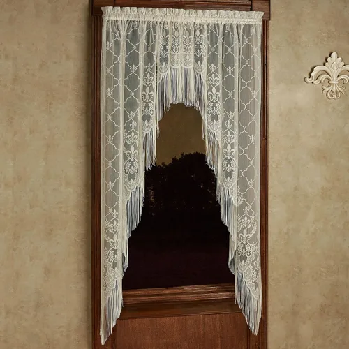 Vista 5 de Touch of Class Panel de cortina victoriana de encaje Fleur de Lis para ventana de poliéster - Oro antiguo - Panel de estilo europeo para ventanas