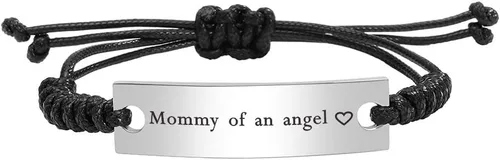 Vista 3 de Pulsera grabada con texto en inglés "Daddy Mommy of an Angel", para pérdida de bebé, para pérdida de bebé