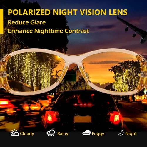 Vista 6 de FEISEDY Gafas polarizadas de visión nocturna para mujer, lente amarilla antirreflejos, protección UV, B0103