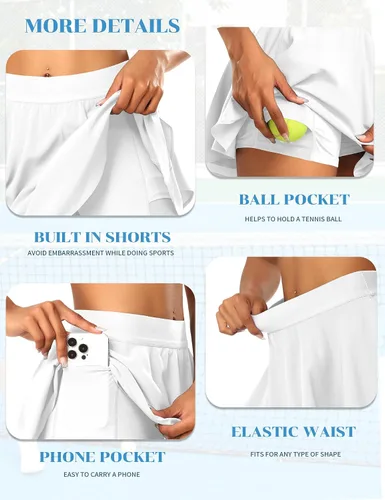 Vista 4 de JoyGirl Falda de tenis para mujer con pantalones cortos plisados para golf, cintura alta, para entrenamiento, atletismo, correr, faldas con bolsillos