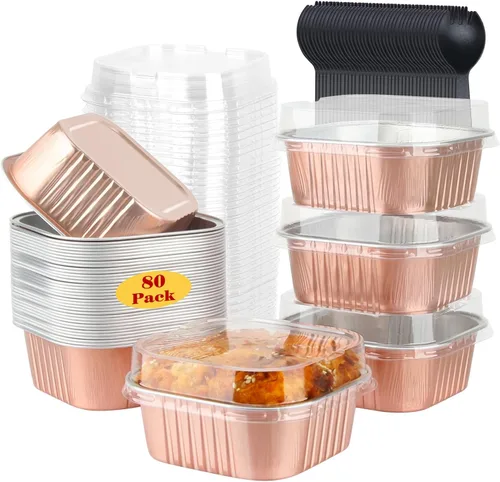 Vista 8 de LNYZQUS - Paquete de 120 mini moldes para pasteles de 10 onzas con tapas