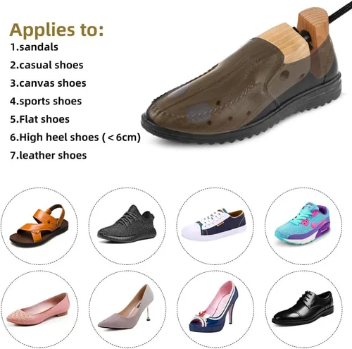 Vista 4 de PoTao 2 unidades de camillas de madera para zapatos, longitud y ancho ajustables, ampliadores de zapatos de madera para hombres y mujeres