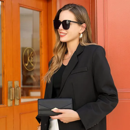 Vista 23 de CLUCI Cartera de cuero triple grande para mujer