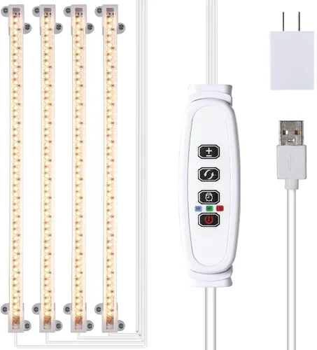 Vista 22 de RWNTAO Lámpara de cultivo de una tira de 2 unidades, tiras de luz LED de espectro completo para plantas de interior con temporizador de encendido