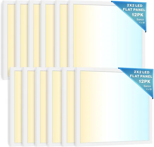 Vista 10 de Sunco - Paquete de 12 luces LED de panel plano de 1x2, CCT doble seleccionable 3500K/4000K/5000K y potencia seleccionable 16W/18W/20W, 2000 LM