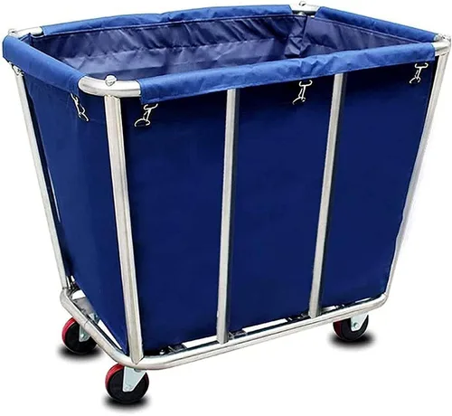 Vista 7 de Carrito de lavandería comercial grande de 11.35 Bushel con ruedas de 4 Beige - 11.35 Bushels - 8 Tubos
