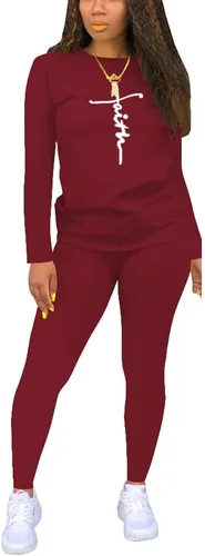 Vista 2 de Nimsruc Conjuntos de dos piezas para mujer, conjuntos deportivos casuales para correr, ropa a juego