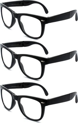 Vista 2 de Gafas de lectura plegables de plástico retro unisex con bolsa