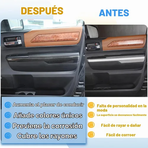 Vista 2 de Tira de decoración para panel de reposabrazos de puerta interior de coche compatible con Toyota Tundra 2014-2020 Accesorios de cubierta protectora