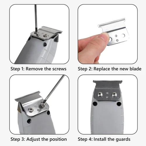Vista 6 de Paquete de 2 piezas de repuesto profesional de hoja en T de grado de barbero compatible con Andis T-Outliner, aprobado por peluquero T Clipper