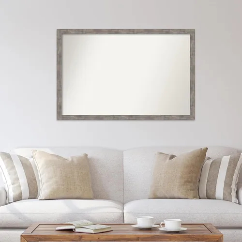 Vista 355 de Amanti Art Silver Bathroom Mirror for Over Sink, 26x35 Custom Made Marred Pewter Rectangle Vanity Mirror, Large Casual Wood Frame, Hangs Horizonally